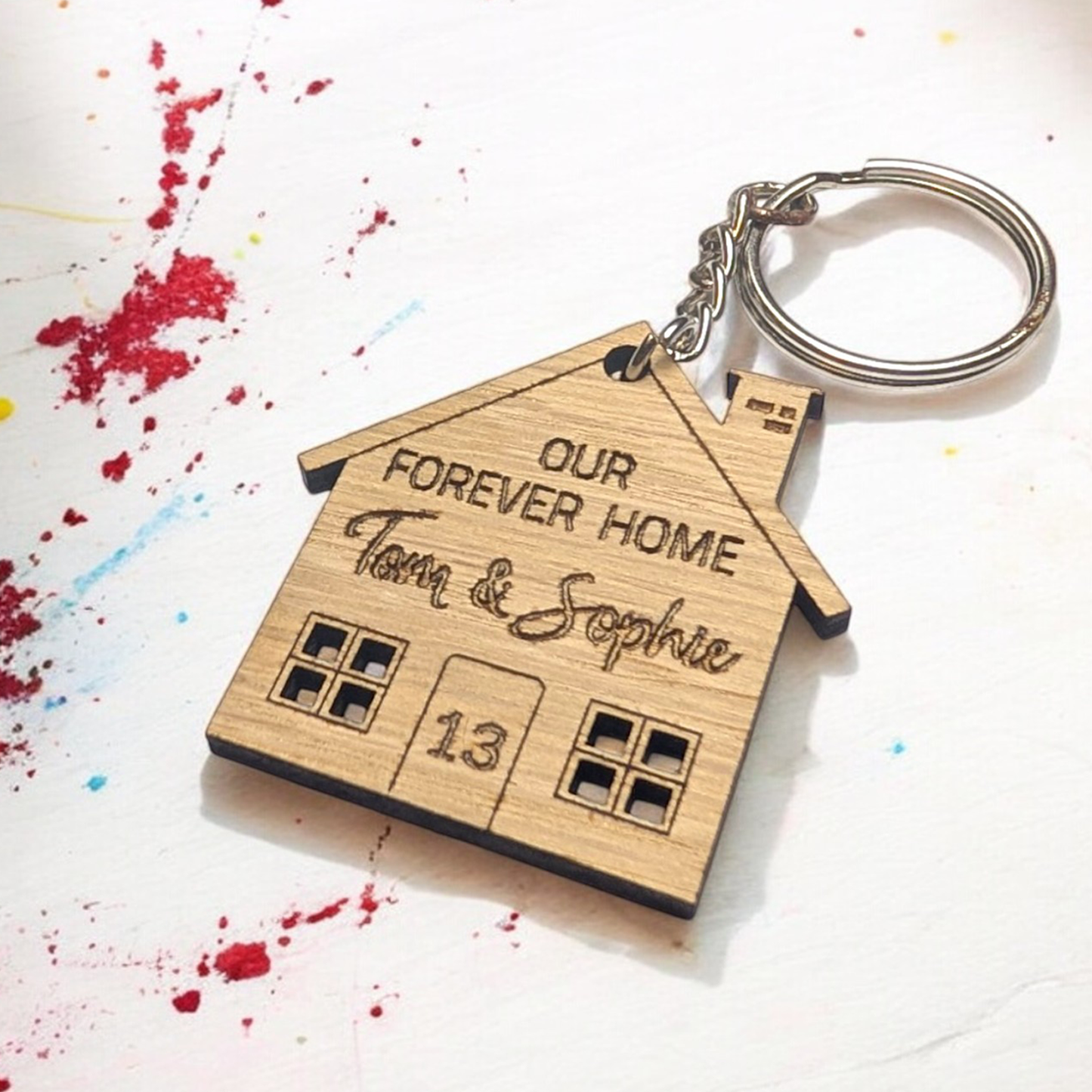 Personalised Keyring Set | Our Forever Home | House Warming Gift | Wooden Keyring