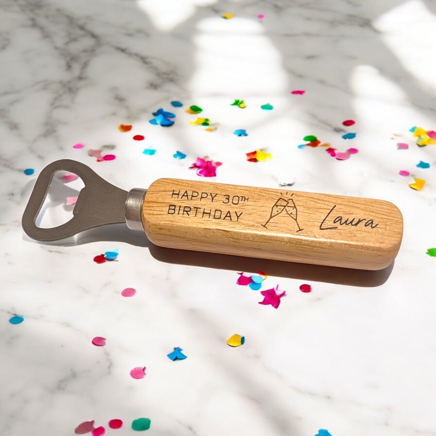 Personalised Bottle Opener | Happy Birthday | Gift | Wooden | Laser Engraved | Present