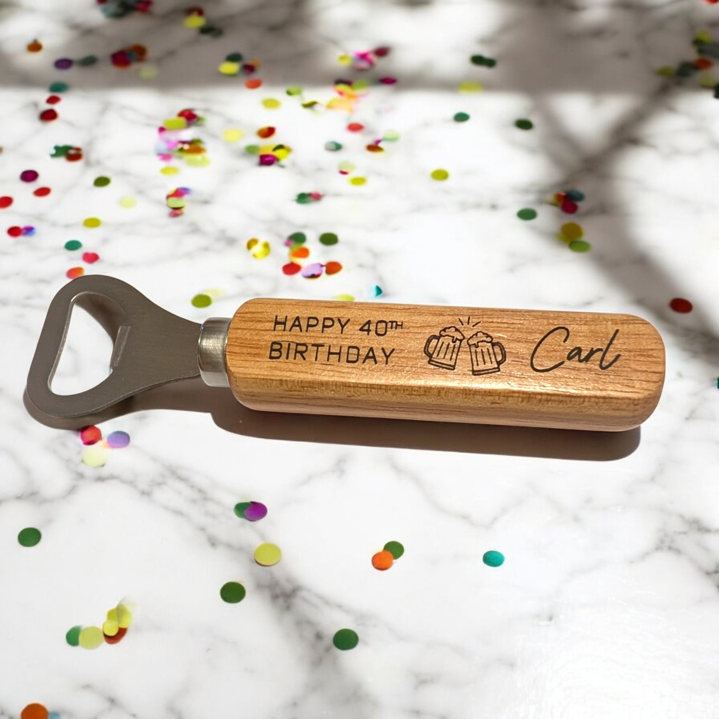 Personalised Bottle Opener | Happy Birthday | Gift | Wooden | Laser Engraved | Present