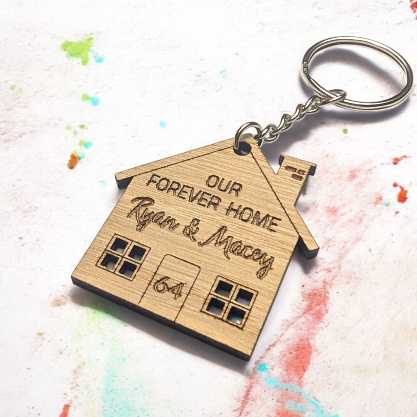 Personalised Keyring Set | Our Forever Home | House Warming Gift | Wooden Keyring
