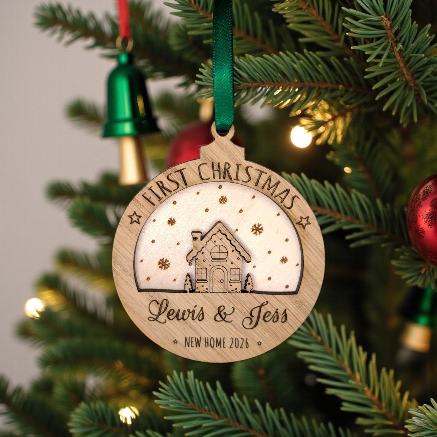 🎅 Personalised First Christmas in Our New Home Wooden Bauble