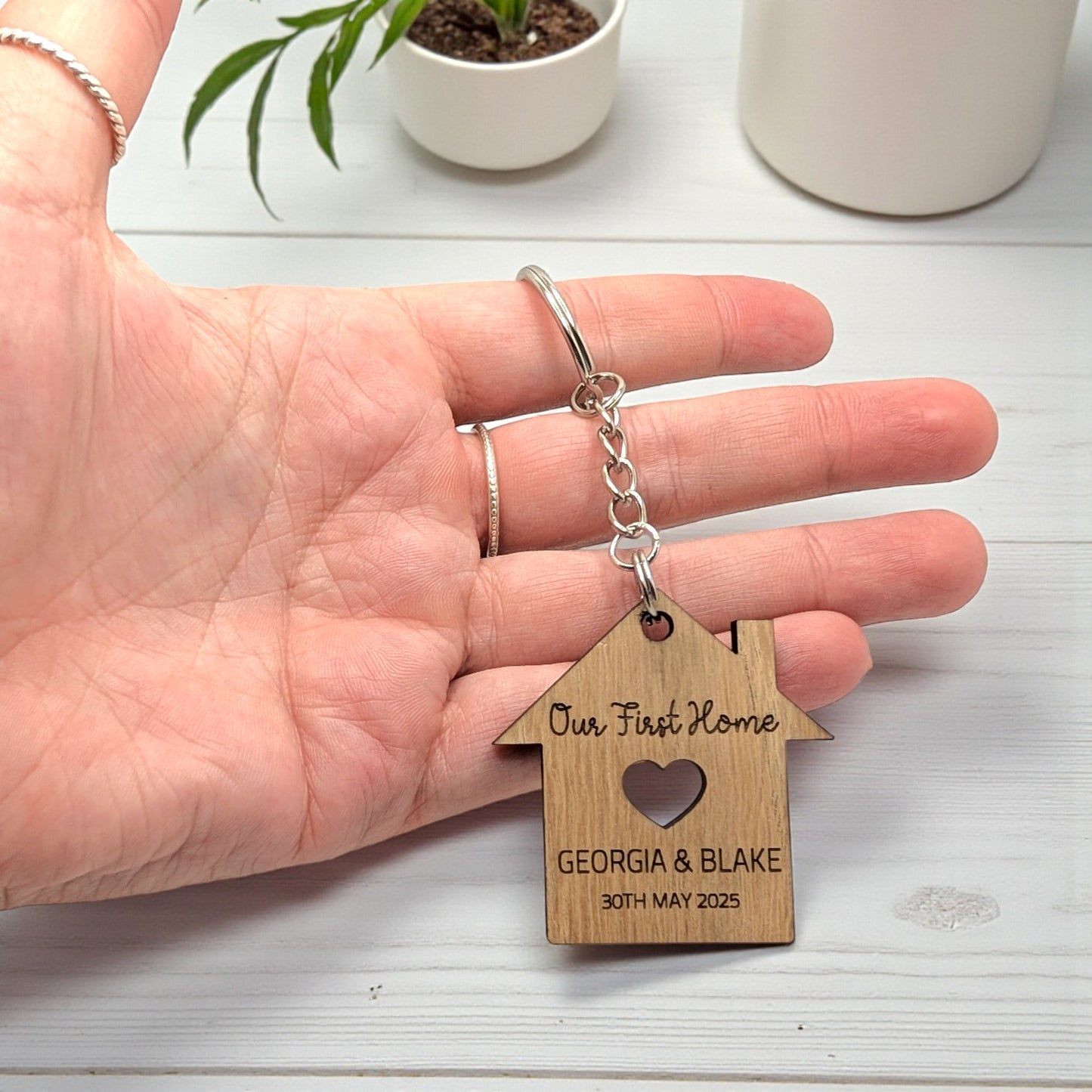 🏡 Our First Home Personalised Keyring Set | House Warming Gift | Wooden Keyring