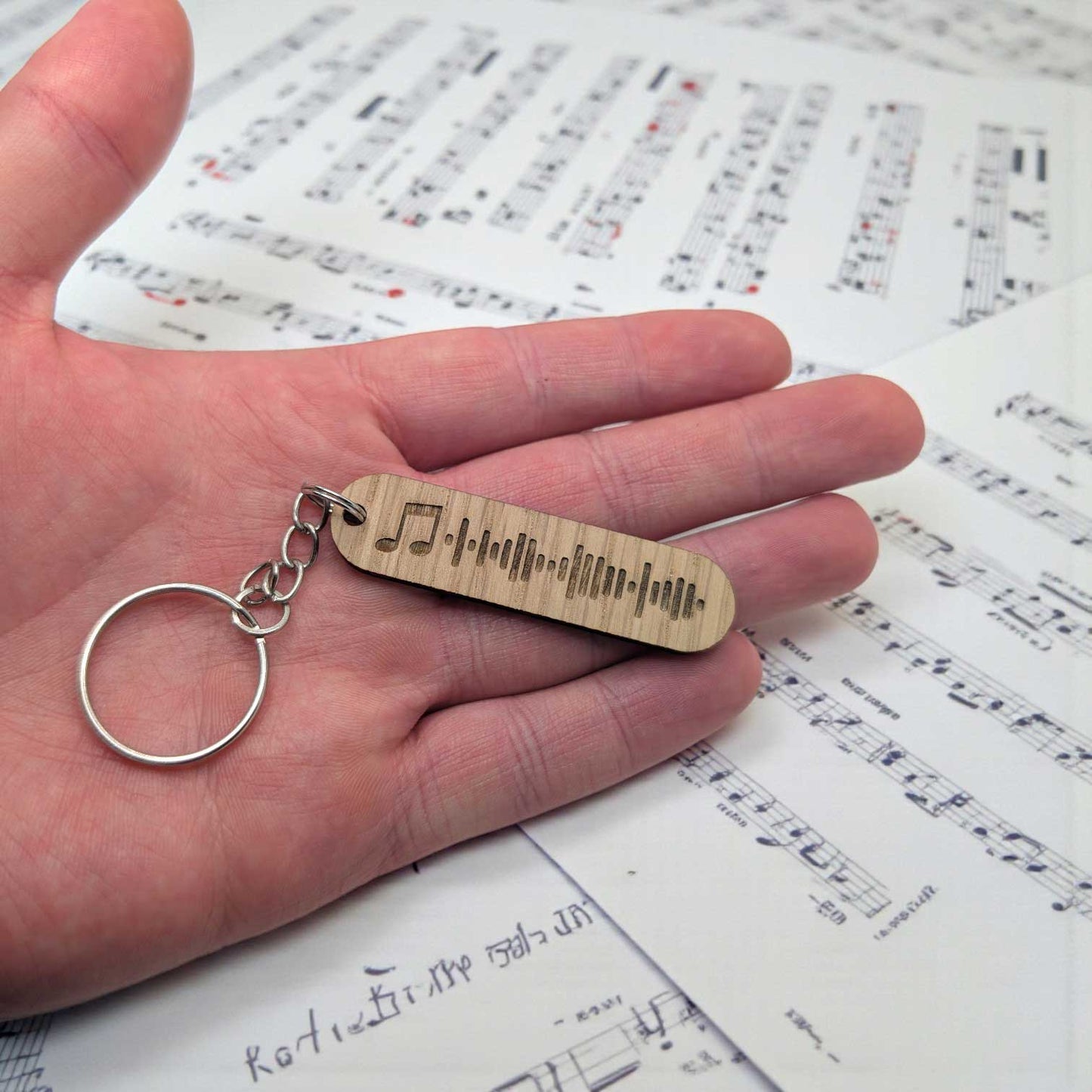 🎵 Personalised Spotify Code Wooden Keyring – Custom Music Gift