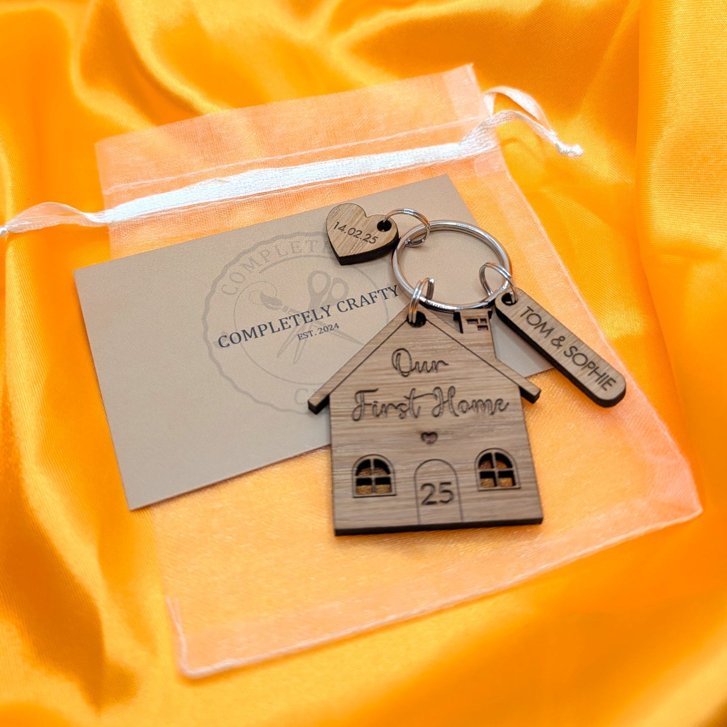 🔑 Personalised House & Heart Keyring – First Home Keepsake Gift