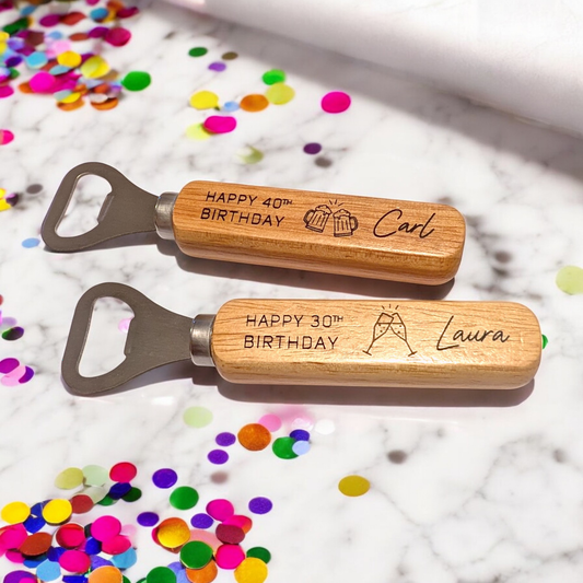 Personalised Bottle Opener | Happy Birthday | Gift | Wooden | Laser Engraved | Present