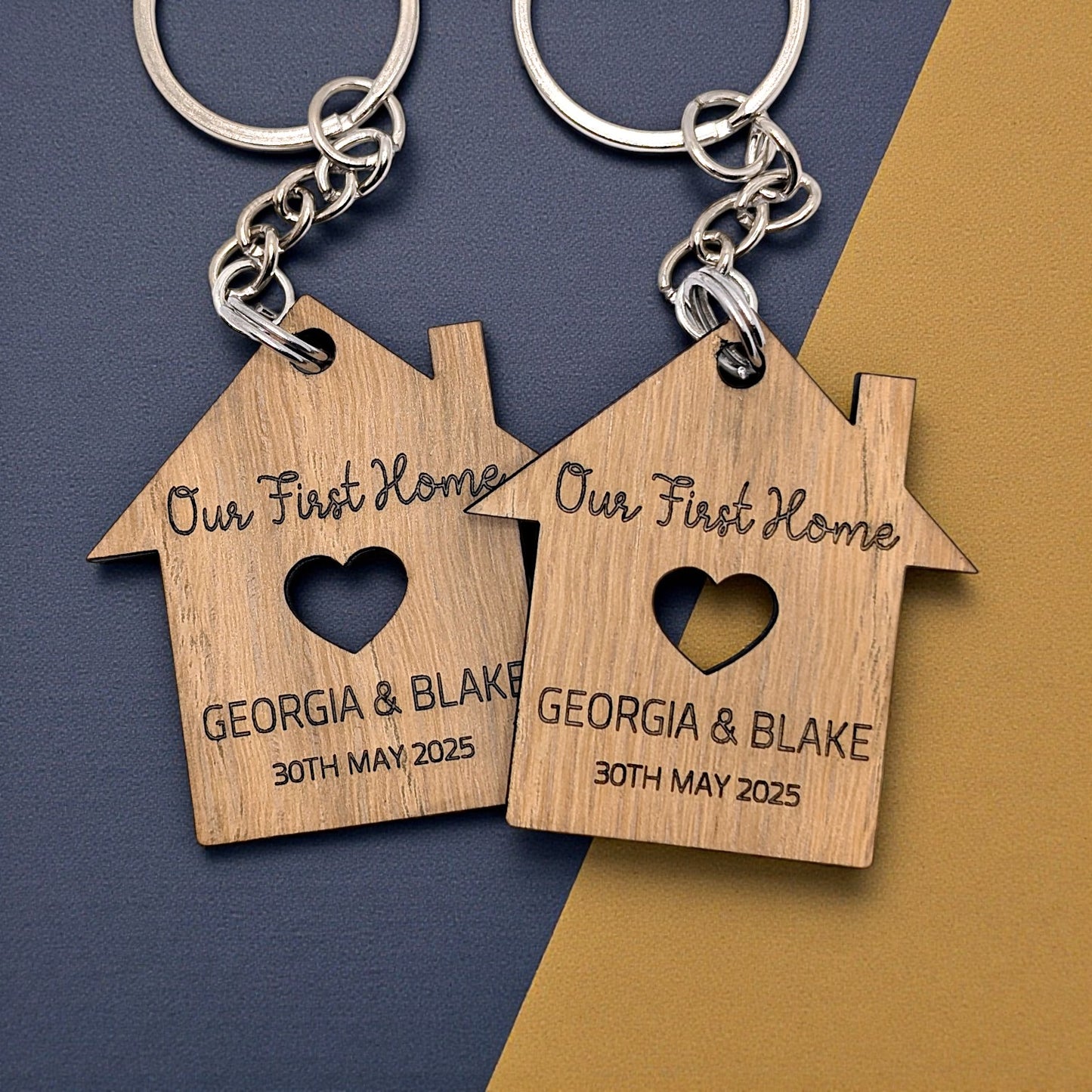🏡 Our First Home Personalised Keyring Set | House Warming Gift | Wooden Keyring