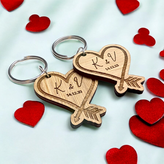 Valentines Heart Arrow Keyring | Couples Keyrings | Valentines Day