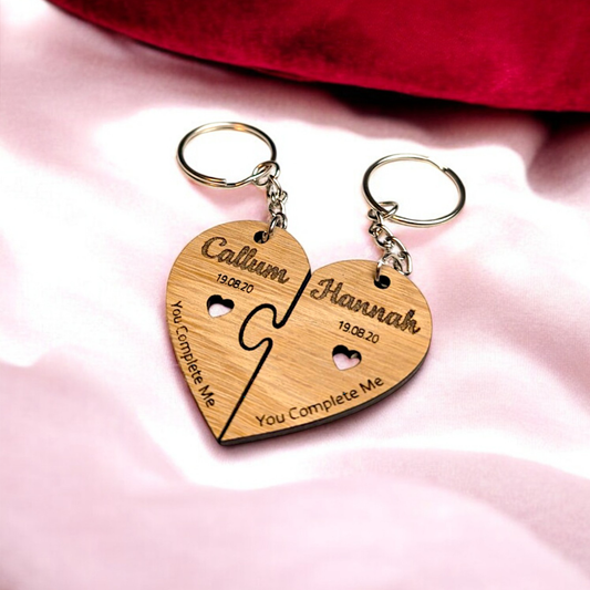 Valentines Personalised Gift | Half Heart Puzzle Keyring | Gift | Love | Present