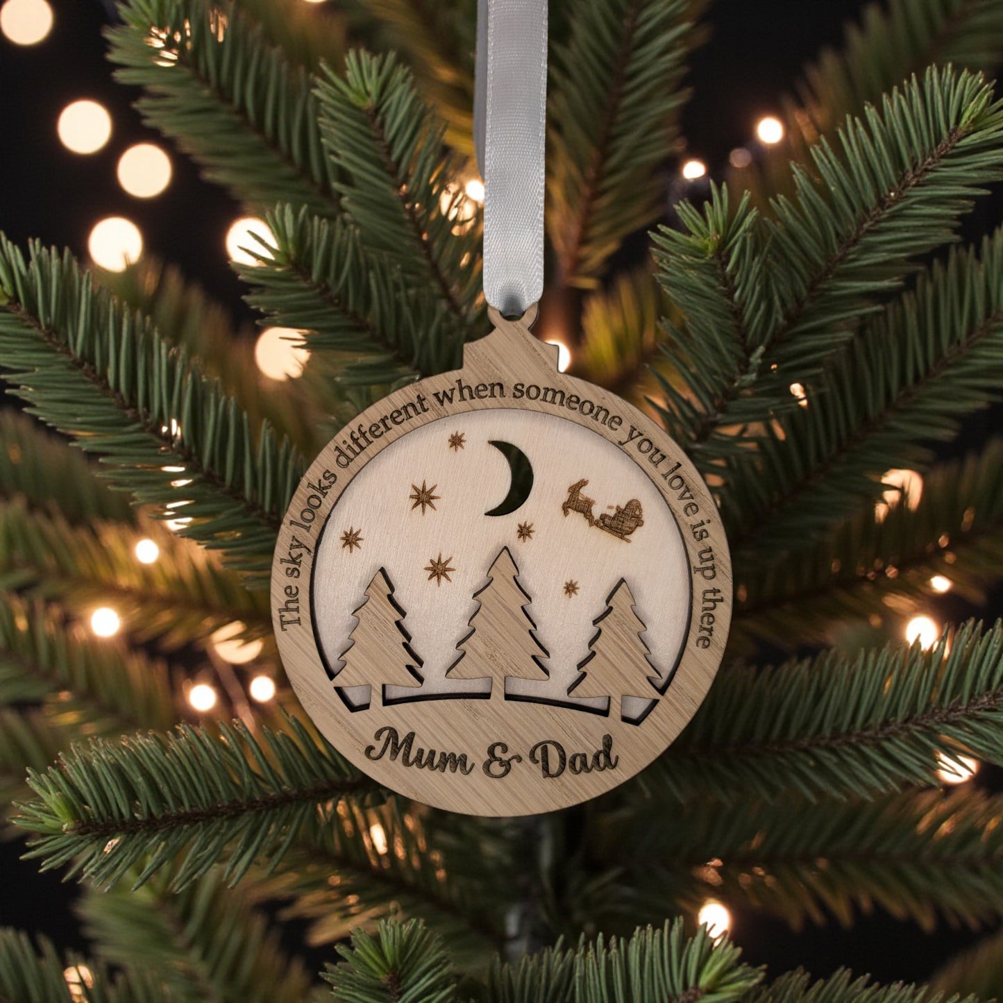 🎄 Personalised In Loving Memory Wooden Christmas Bauble – Memorial Keepsake