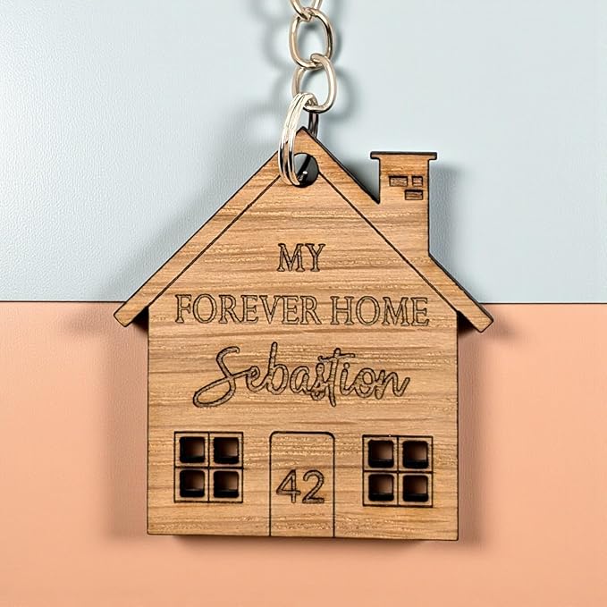 Personalised Keyring Set | Our First Home | House Warming Gift | Wooden Keyring