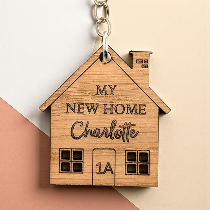Personalised Keyring Set | Our First Home | House Warming Gift | Wooden Keyring